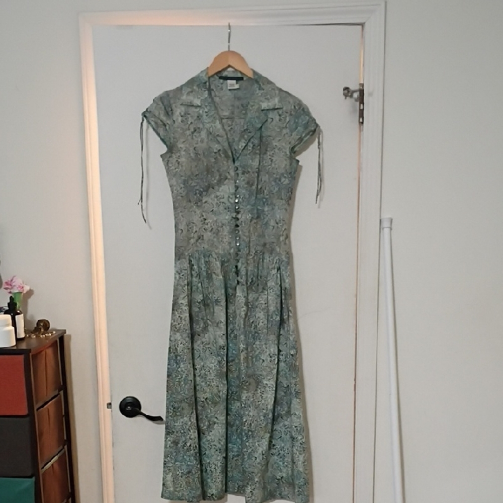 Peruvian Connection 100% Prim Cotton Cottagecore Button-Front Dress
